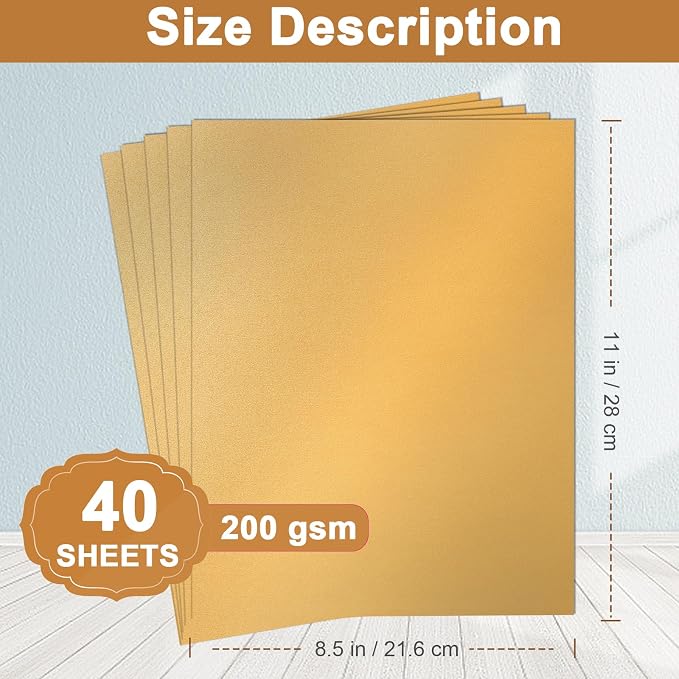 40 Sheets Gold Shimmer Cardstock 8.5 x 11 Certificate Paper, 75lb Craft Paper - Image 2