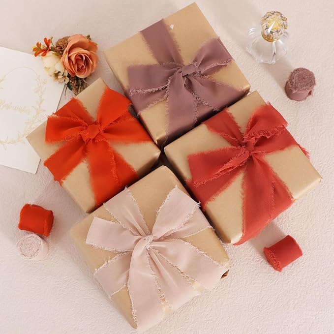 TONIFUL 4 Rolls Silk Chiffon Ribbon 1-1/2 Inch x 22 Yards - Image 4