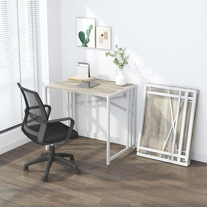 Small Folding Desk 32 inch, No Assembly Required Small Office Desk, Writing - Image 8