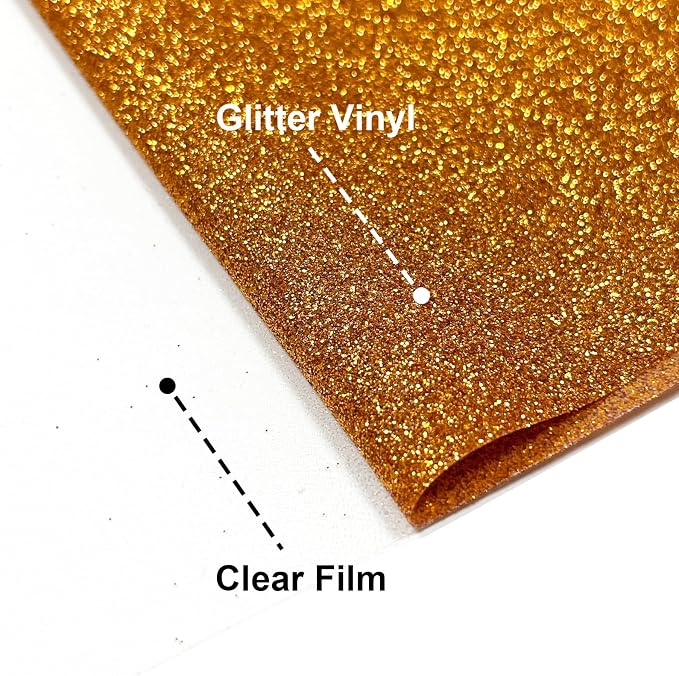 Coffee Orange Glitter HTV Heat Transfer Vinyl, - Image 3