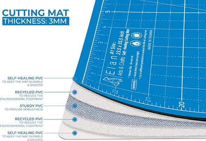 Elan Cutting Mat A3 Blue, Self Healing Cutting Mat 12x18 Inch, 5-Ply Craft - Image 4