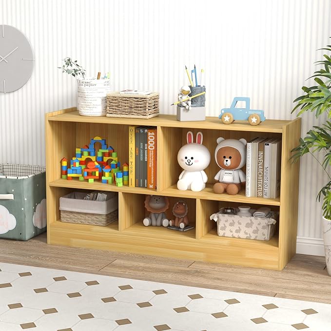Toy Storage Organizer, 2-Tier Kids Bookshelf, 5 Cube Kids' Bookcases, Cabinets - Image 2