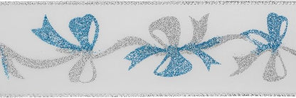 MEEDEE Blue & Silver Christmas Ribbon, 2.5 Inch Wired Satin Ribbon - Image 7