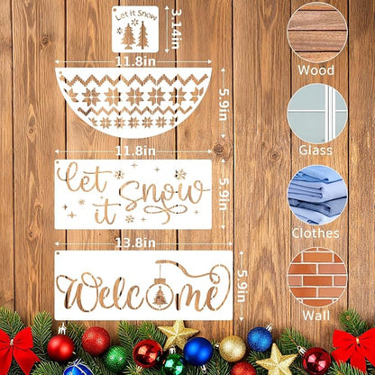 34pcs Christmas Stencils for Painting On Wood Reusable Xmas Stencils Set - Image 3