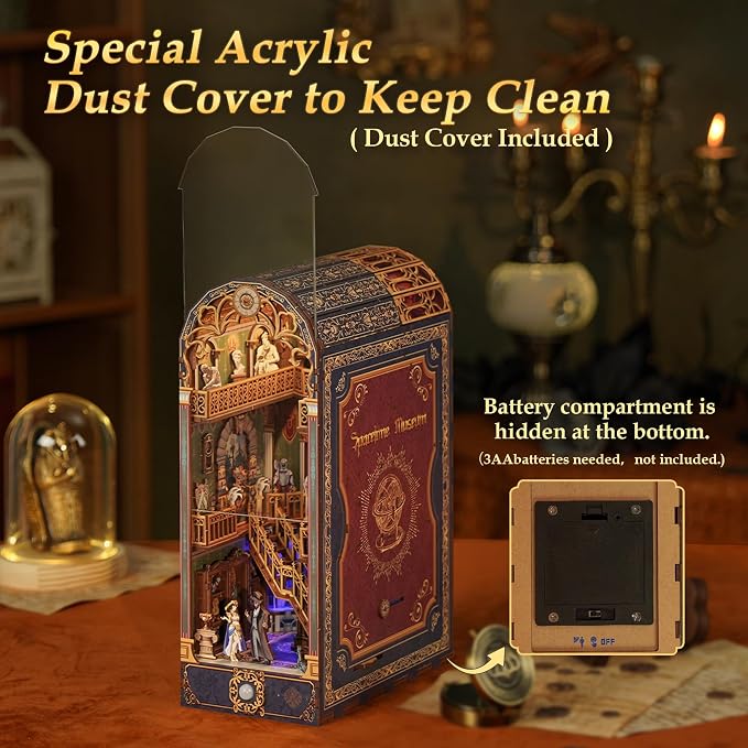 Tonecheer DIY Book Nook Kit for Adults, 3D Wooden Puzzle Bookend Miniature - Image 7