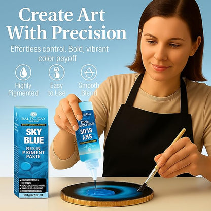 BALTIC DAY Sky Blue Epoxy Resin Pigment Paste XL – Opaque Epoxy Dye & High - Image 6
