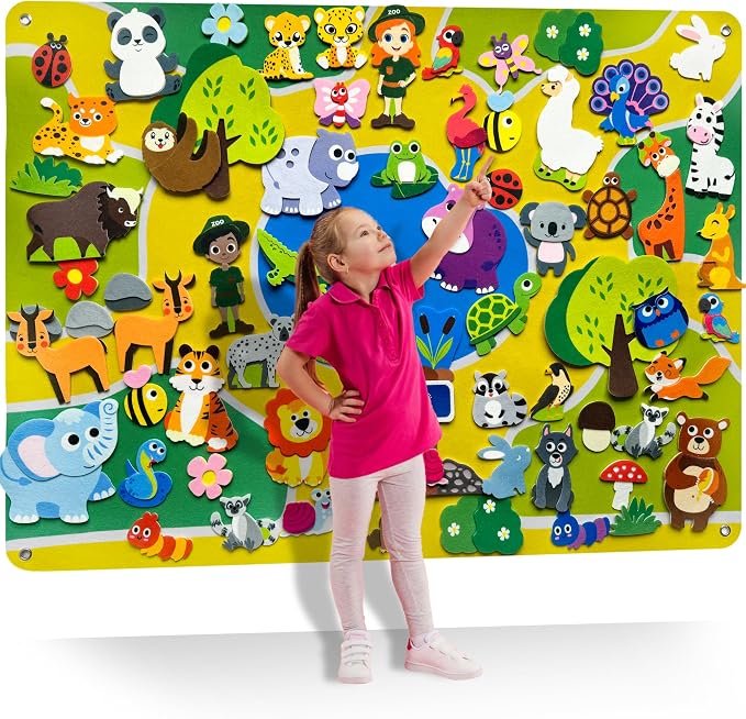 QUOKKA Zoo Felt Board for Kids 3-5 Years Old by QUOKKA