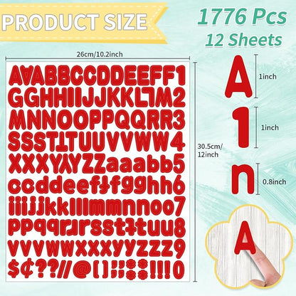 Alphabet Stickers 1'' 12 Red Letter Stickers, Self Adhesive Vinyl Mailbox - Image 2