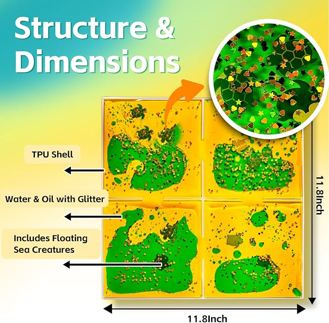 Squishy Liquid Sensory Tiles for Kids Ages 3+ – 12" Soft Tactile Visual Pads - Image 2