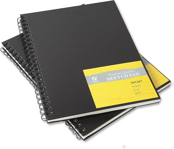 conda 9"x12" Sketch Book Set, 2 Pack, 120 Sheets, Spiral Bound Marker Pad - Image 6