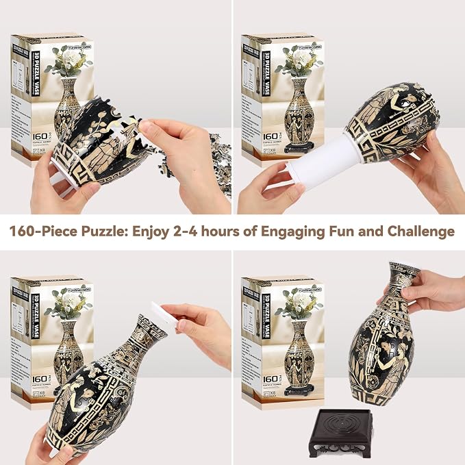 3D Puzzles Vase for Adults, 160 Pieces Plastic DIY Unique Flower Vase - Image 4
