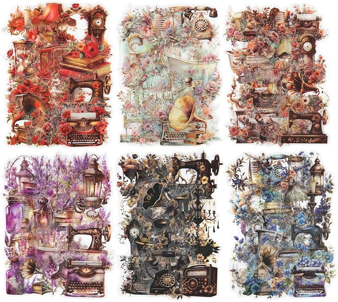 240Pcs PET Scrapbook Stickers Vintage Floral Designs by MiyouLuna