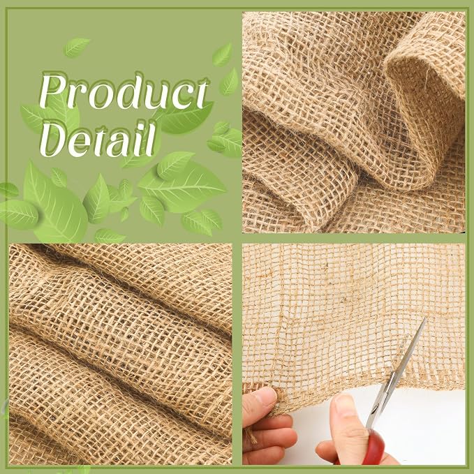 Buryeah 40 Inch x 6.6 ft Burlap Fabrics Roll Natural Jute Burlap Garden Tree - Image 3