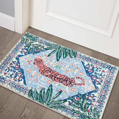 Tropical Jungle Rugs, 2x3 Faux Wool Botanical Boho Throw Rugs by Aldopein