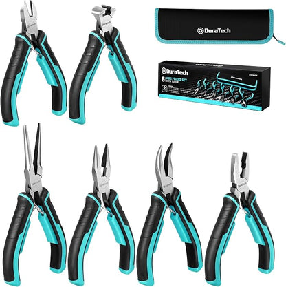 DURATECH Mini Pliers Set, CRV Construction, Includes Needle Nose, Long Nose by DURATECH