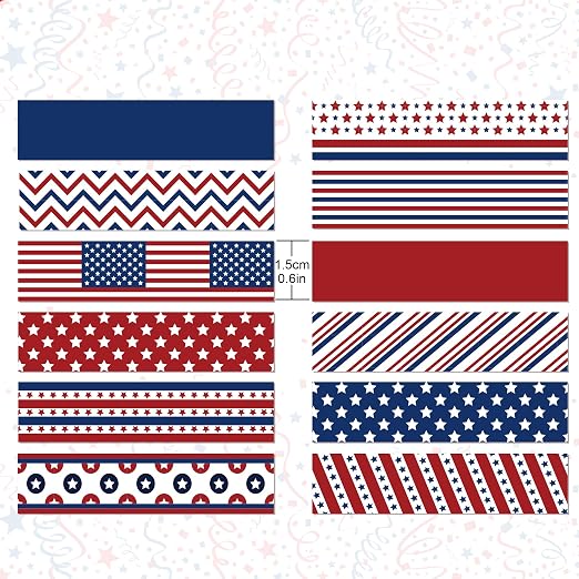 Adirasenotek Washi Tape 12 Rolls Patriotic Packing Tape American Flag - Image 2
