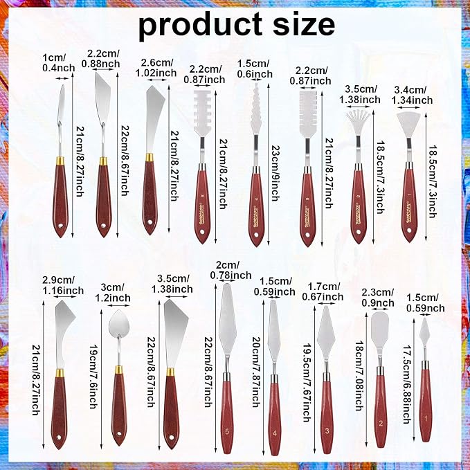 Honoson 16 Pieces Painting Knife Set Stainless Steel Palette Knife Set Draw - Image 2