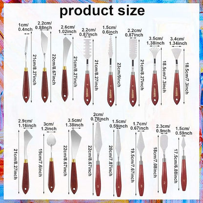 Honoson 16 Pieces Painting Knife Set Stainless Steel Palette Knife Set Draw - Image 2