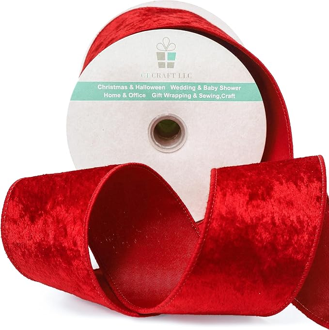 Red Velvet Ribbon 2.5 Inch x 10 Yards - Image 4