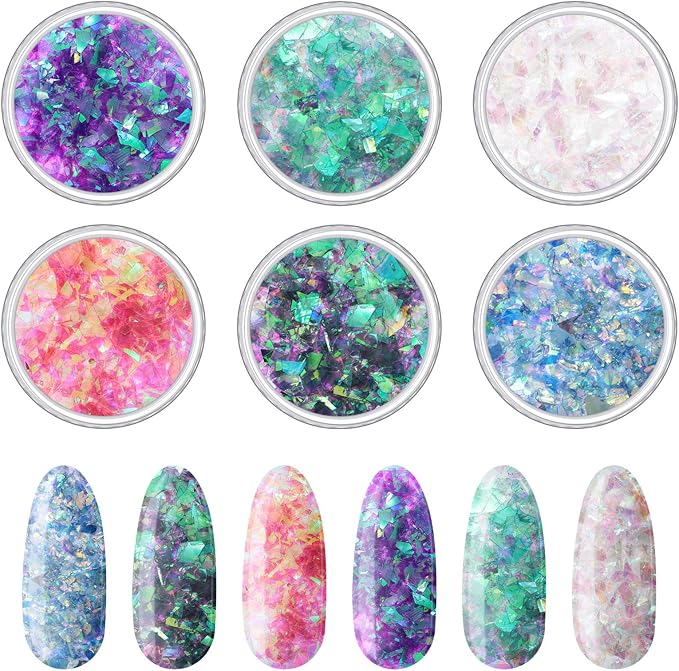 18 Boxes Mermaid Iridescent Chunky Glitter Flakes Chrome Nail Sequins Aurora - Image 4