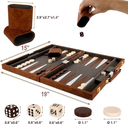 Backgammon Set - 15 Inch Classic Backgammon Board Game Sets Handheld - - Image 5