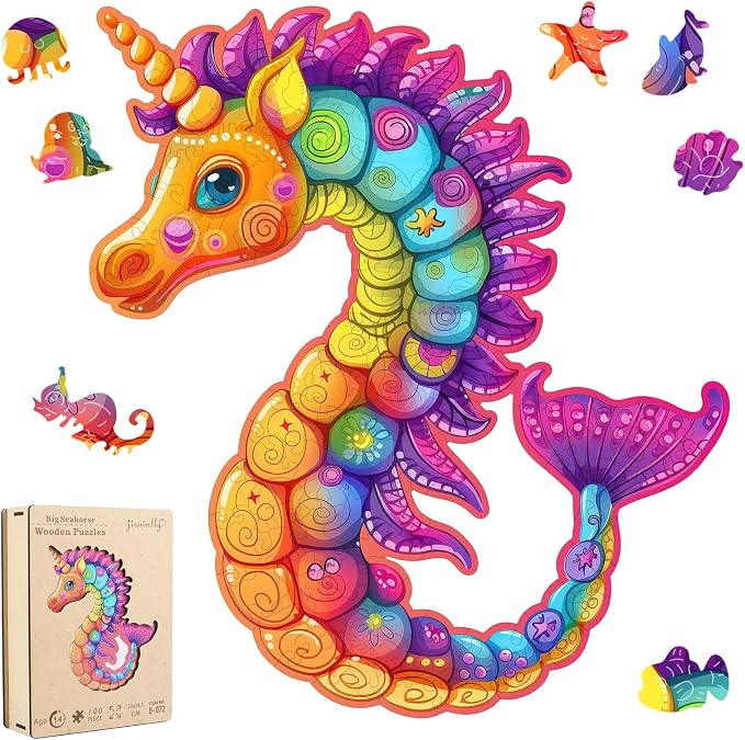 Wooden Puzzles for Adult and Kids, 100 Pieces Ocean Puzzle, Unique Shaped by WoodenPuzzles