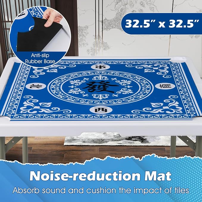Giantex Folding Mahjong Table, Removable Noise Reduction Mat, HDPE Tabletop - Image 2