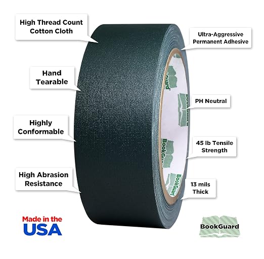 BookGuard 1-1/2 Inch Vinyl-Coated Cotton Cloth Bookbinding Repair Tape - Image 2