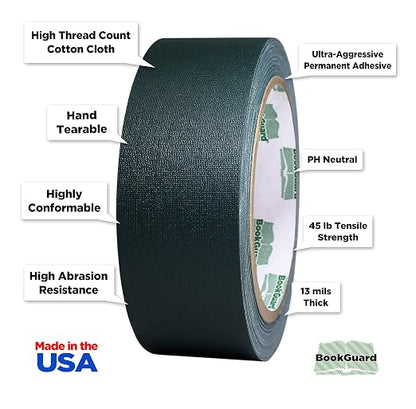 BookGuard 1-1/2 Inch Vinyl-Coated Cotton Cloth Bookbinding Repair Tape - Image 2