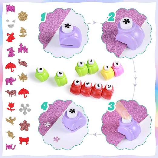 Geyee 68 Pieces Scrapbook Paper Punch Hole Punches Shape Mini Gift Card Punch - Image 6