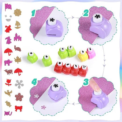 Geyee 68 Pieces Scrapbook Paper Punch Hole Punches Shape Mini Gift Card Punch - Image 6