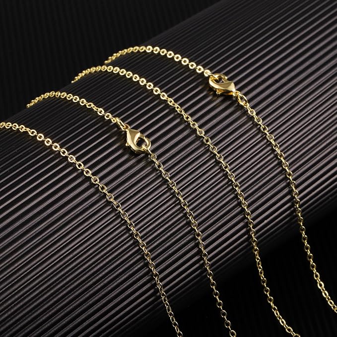 Wholesale 12 PCS Gold Plated Solid Brass Flat Cable Chain Finished Necklace - Image 3