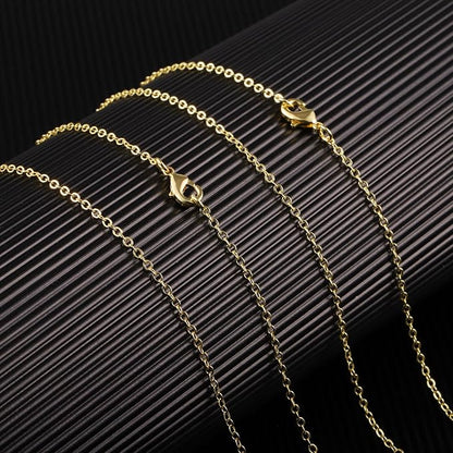 Wholesale 12 PCS Gold Plated Solid Brass Flat Cable Chain Finished Necklace - Image 3