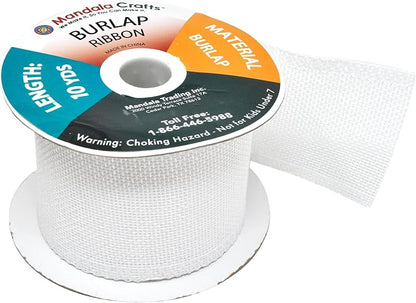 Mandala Crafts White Burlap Ribbon 2.5 Inches Wide Jute Ribbons - Image 4
