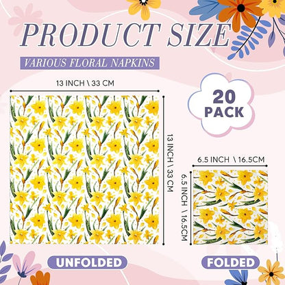 Crtiin 20 Pack Assorted Floral Napkins - Image 3