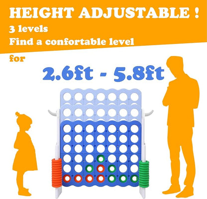 SDADI Height-Adjustable Giant 4-in-a-Row Game, 2-in-1 Jumbo 4-to-Score & Ring - Image 2