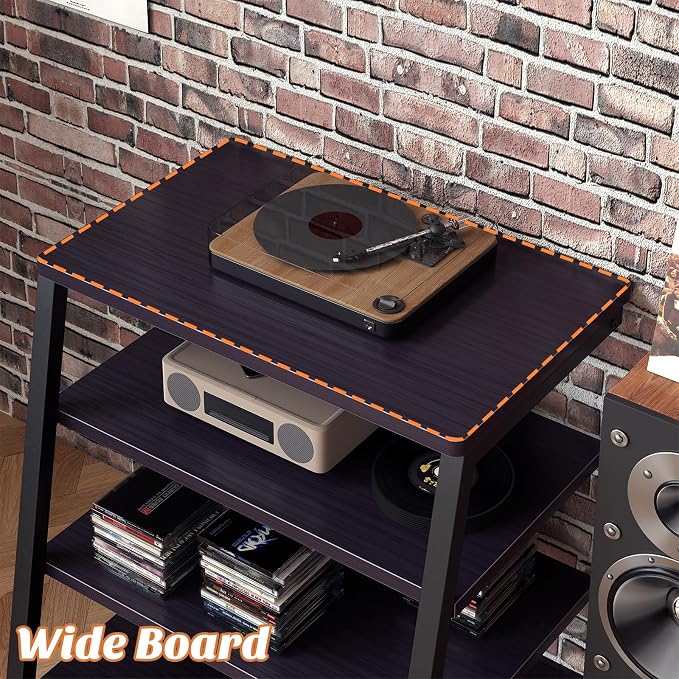 AV Media Stand with Outlets, Media Console with LED Lights, Stereo Racks and - Image 4