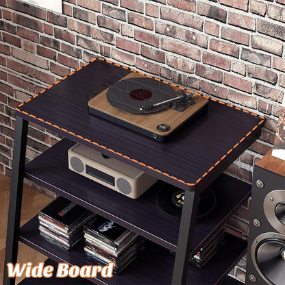 AV Media Stand with Outlets, Media Console with LED Lights, Stereo Racks and - Image 4