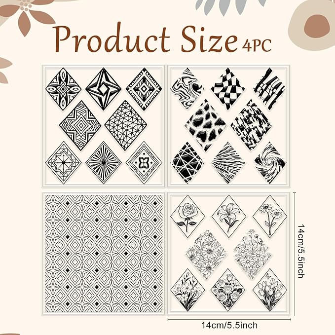 CHGCRAFT 4 Pcs Rhombus Pattern Polymer Clay Texture Sheets Abstract Art - Image 2