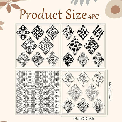 CHGCRAFT 4 Pcs Rhombus Pattern Polymer Clay Texture Sheets Abstract Art - Image 2