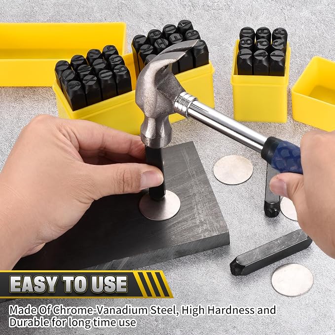 WorkBless 36PCS Metal Stamping Kit, 25/64" Steel Number and Letter Punch Set - Image 5