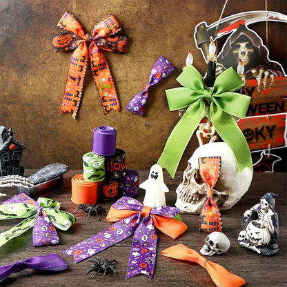 12 Rolls Halloween Wired Edge Ribbon - Image 4