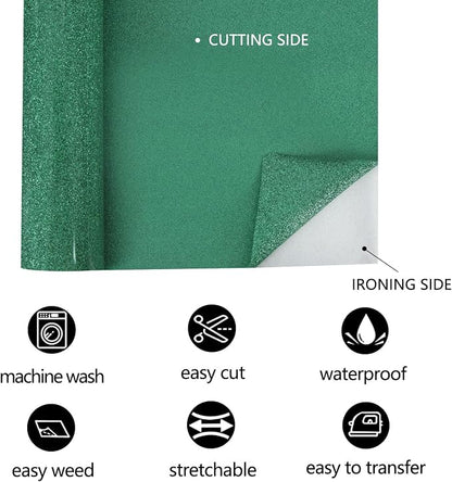 FUNKAKA Glitter Green HTV Heat Transfer Vinyl Rolls - Image 3