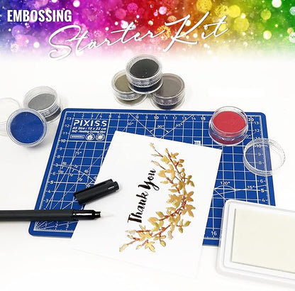 Embossing Kit, Embossing Ink Pad, 8X 10ml Embossing Powders - Image 4