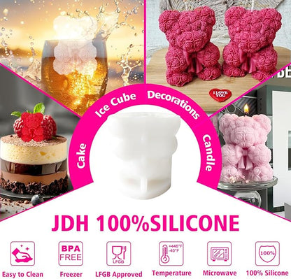 3D Bowtie Rose Bear Candle Mold - Image 6
