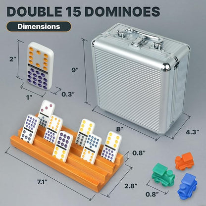 Queensell Mexican Train Dominoes Set Double 15 - Image 3