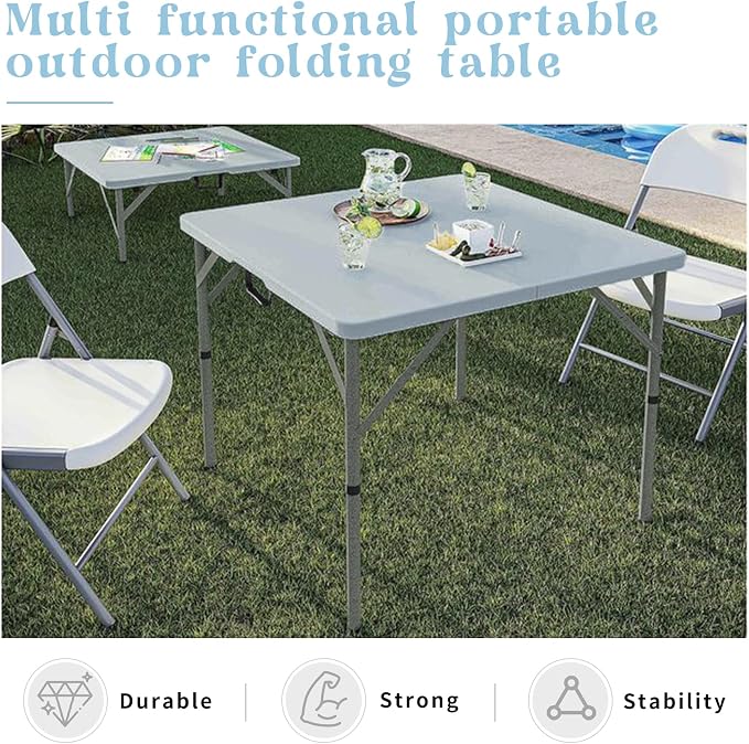 Set of 2 Square Folding Table 34in Multi-Functional Portable Folding Card Table - Image 6