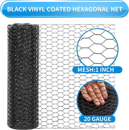 36'' x 150' Black Chicken Wire Mesh Fence, 20 Gauge Galvanized Poultry Netting - Image 4