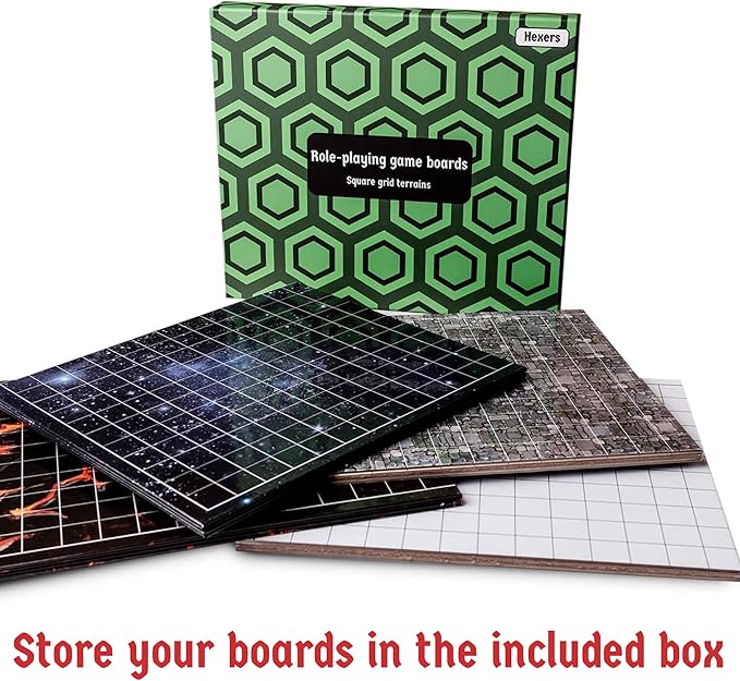 Hexers Role-Playing Game Board Mat, Square Grid Terrains, 8 Different terrains - Image 2