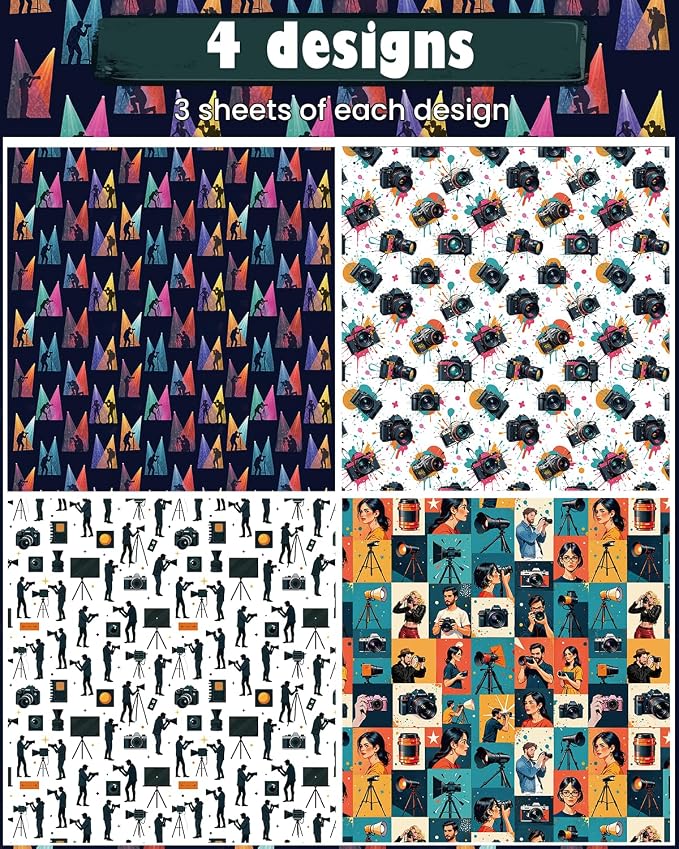 Pineraap 12 Sheets Photographer Wrapping Paper, Photography Gift Wrap Paper - Image 4